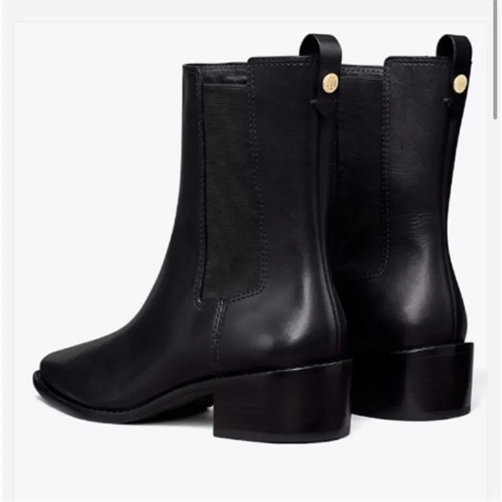 Tory Burch Chelsea Classic Ankle Boots/Dust Bag Black Nappa Leather 8.5 NWT